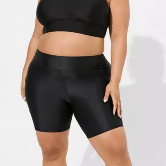Torrid High Rise Swim Bike Shorts Deep Black Size 0 L/12 - Picture 2 of 7